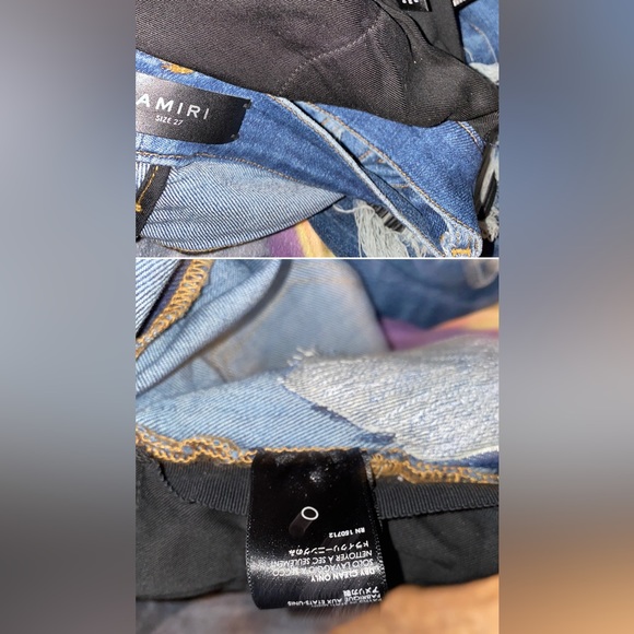 NWT Rare ladies amiri mx1 medium indigo ankle zipper leather patchwork pleated - Picture 9 of 17